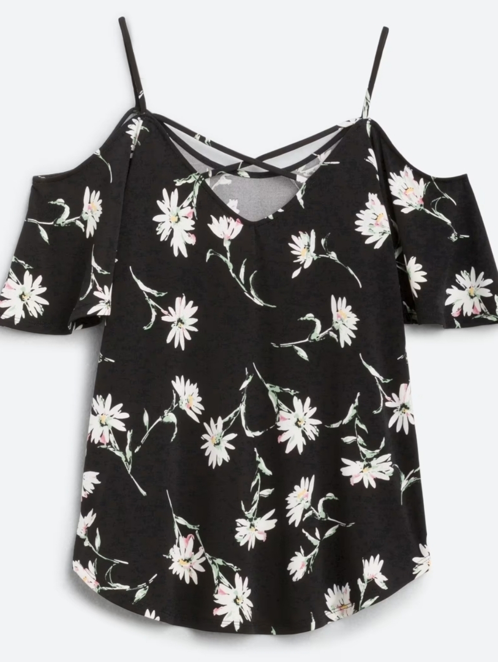 Kaileigh - Valette Back Detail Cold Shoulder Knit Top- Size 2X - Picture 2 of 7